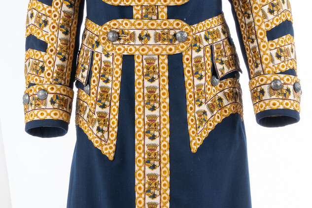 Kabát kočího rodu Clam Gallasů, vlněné sukno, hedvábné porty, konec 19.století, SZ Frýdlant